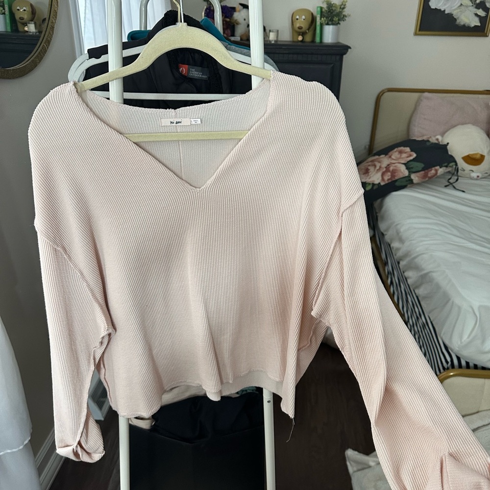 Miami Blush Ribbed V-Neck Top